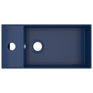 Мивка за баня с преливник, керамична, тъмносиня