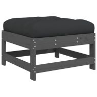 Градински комплект с възглавници, 5 части, сив, дърво масив