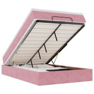 Османска легло с матрак, розово, 120x190 см, кадифе