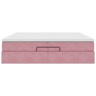 Османска легло с матраци, розово, 200x200 см, кадифе