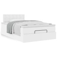 Османска легло с матрак, бяло, 120x190 см, изкуствена кожа