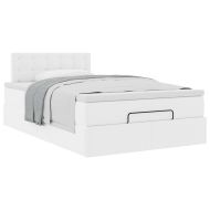 Османска легло с матрак, бяло, 120x190 см, изкуствена кожа