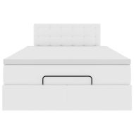 Османска легло с матрак, бяло, 120x190 см, изкуствена кожа