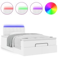 Османска легло с матраци&LED, бяло, 120x190 см, изкуствена кожа
