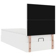 Османска легло с матрак, бяло, 90x200 см, изкуствена кожа