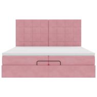 Османска легло с матраци, розово, 200x200 см, кадифе