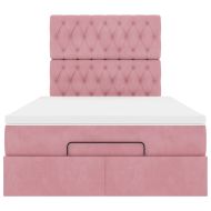 Османска легло с матраци, розово, 120x190 см, кадифе