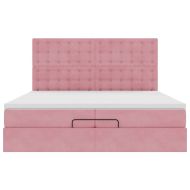 Османска легло с матраци, розово, 200x200 см, кадифе