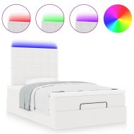 Османска легло с матрак&LED, бяло, 120x190 см, изкуствена кожа