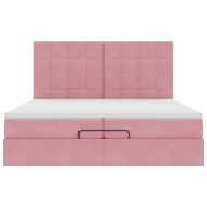 Османска легло с матраци и LED, розово, 200x200 см, кадифе