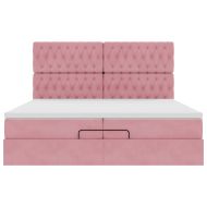 Османска легло с матраци и LED, розово, 200x200 см, кадифе
