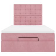Османска легло с матраци и LED, розово, 120x190 см, кадифе