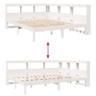 Легло с етажерка за книги, без матрак, 150x200 см, бор масив