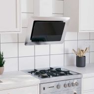 Стенен абсорбатор, 60 см, инокс и закалено стъкло, сребрист