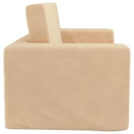 Детско диванче-легло, 2-местно, кремаво, мек плюш