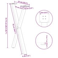 Крака за трапезна маса, X-образни, 2 бр., бели, 57 x (72-73) см, стомана