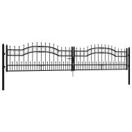 Оградна порта с капак тип „копие“, черна, 406x75 см, прахово боядисана стомана