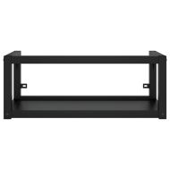 Рамка за мивка за баня с вграден умивалник, черна, желязна