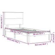 Рамка за легло с табла бяла Single масивна дървесина