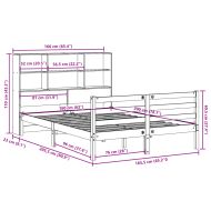 Легло с етажерка за книги, без матрак, 160x200 см, дърво масив