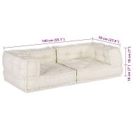 2-местен модулен диван Крем 140x70x36 плат