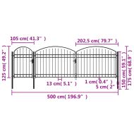 Градинска порта с арковидна горна част стомана 1,75x5 м черна