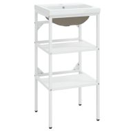 Рамка за мивка за баня с вграден умивалник, бяла, желязна