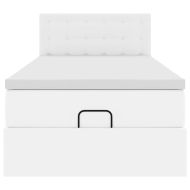 Османска легло с матраци&LED, бяло, 100x200 см, изкуствена кожа