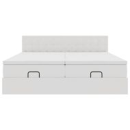 Османска легло с матраци&LED, бяло, 200x200 см, изкуствена кожа