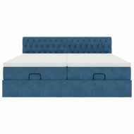 Османска легло с матраци и LED, тъмносиньо, 160x200 см, кадифе