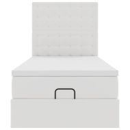 Османска легло с матрак, бяло, 100x200 см, изкуствена кожа