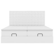 Османска легло с матраци, чисто бяло, 200x200см изкуствена кожа