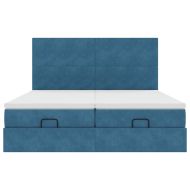 Османска легло с матраци, тъмносиньо, 160x200 см, кадифе