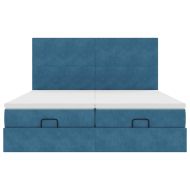 Османска легло с матраци и LED, тъмносиньо, 160x200 см, кадифе