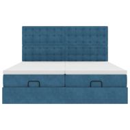 Османска легло с матраци и LED, тъмносиньо, 160x200 см, кадифе