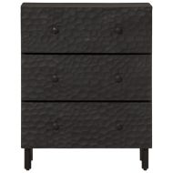 Страничен шкаф, черен, 60x33x75 см, манго масивно дърво
