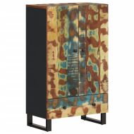 Висок шкаф с чекмедже 60x33x100 см регенериран масив и желязо