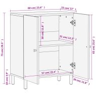 Страничен шкаф, черен, 60x33x75 см, манго масивно дърво