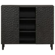 Страничен шкаф, черен, 90x33x75 см, манго масивно дърво