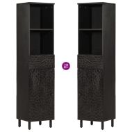 Шкаф за баня, черен, 38x33x160 см, масивно мангово дърво