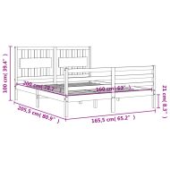 Рамка за легло с табла, 160х200 см, масивно дърво