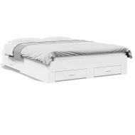 Рамка за легло, с чекмеджета, без матрак, бяла, 150x200 см