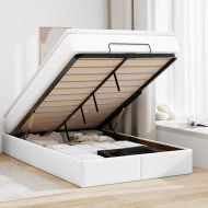 Османска легло с матрак, бяло, 120x200 см, изкуствена кожа