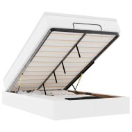 Османска легло с матрак, бяло, 120x200 см, изкуствена кожа