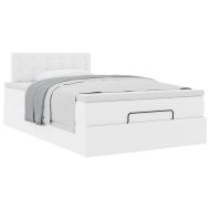 Османска легло с матрак, бяло, 120x200 см, изкуствена кожа