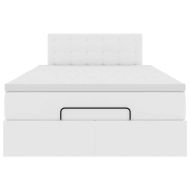 Османска легло с матрак, бяло, 120x200 см, изкуствена кожа