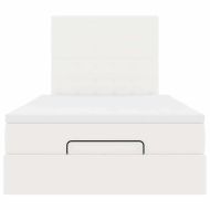 Османска легло с матрак, бяло, 120x200 см, изкуствена кожа