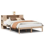 Легло с етажерка за книги, без матрак, 140x200 см, бор масив