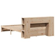 Легло с етажерка за книги, без матрак, 140x200 см, бор масив