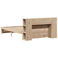 Легло с етажерка за книги, без матрак, 160x200 см, бор масив